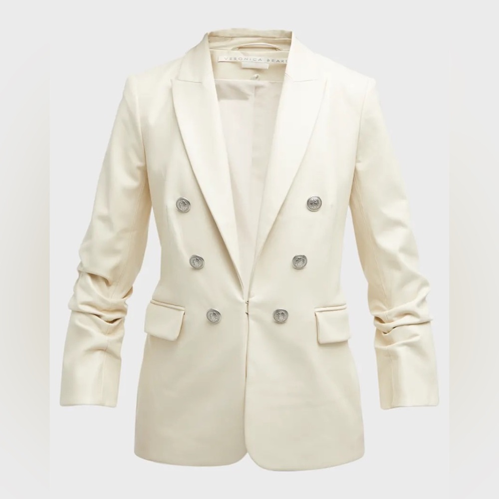 SOLD - NEW WITHOUT TAGS VERONICA BEARD Beacon Dickey Faux Leather Ecru Jacket 4 - Picture 6 of 15